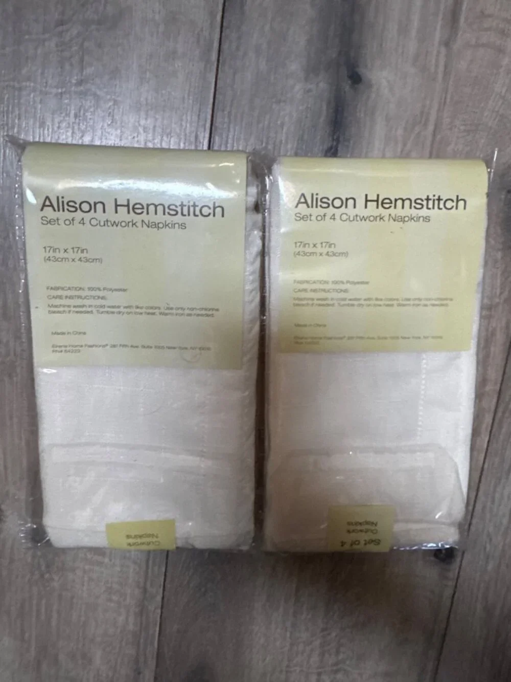 Alison Hemstitch 2 Sets Of 4 Ivory Cutwork Napkins 17
